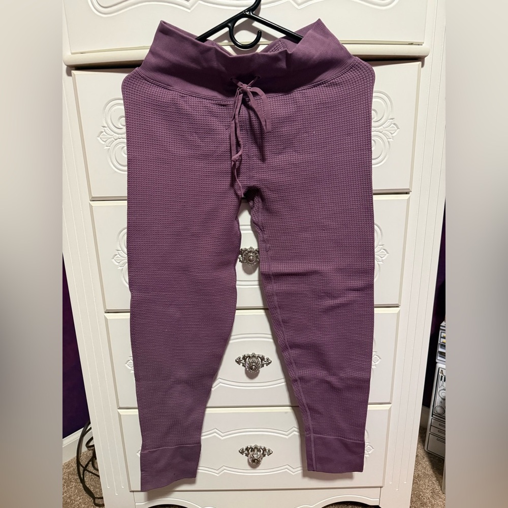 PINK Victoria's Secret Plum Waffle Joggers